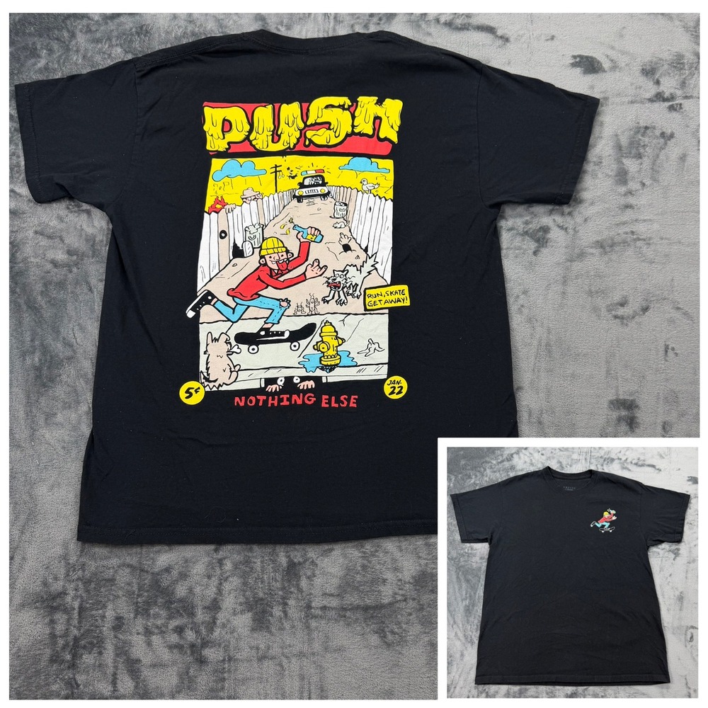 Empyre Mens Push Run Skate Getaway Graphic‎ T-Shirt Black Large Skateboard Tee